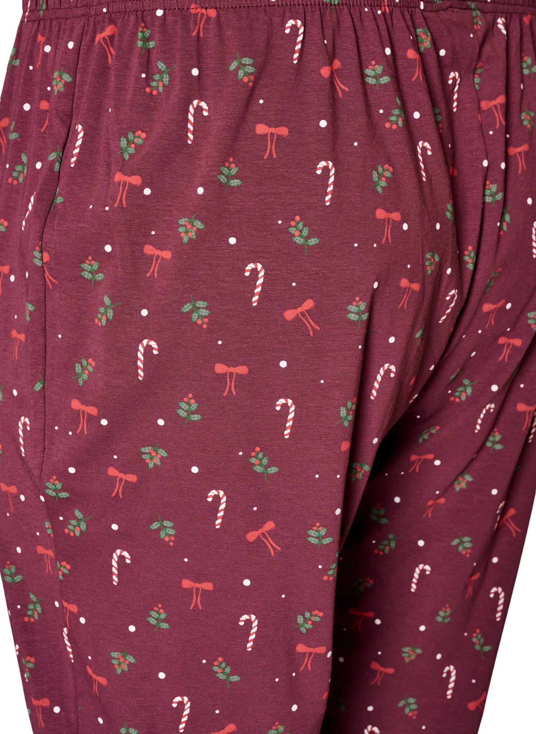 ZizziPyjamasbukser med trykk, M&oslash;rk Bordeaux, Packshot image number 3