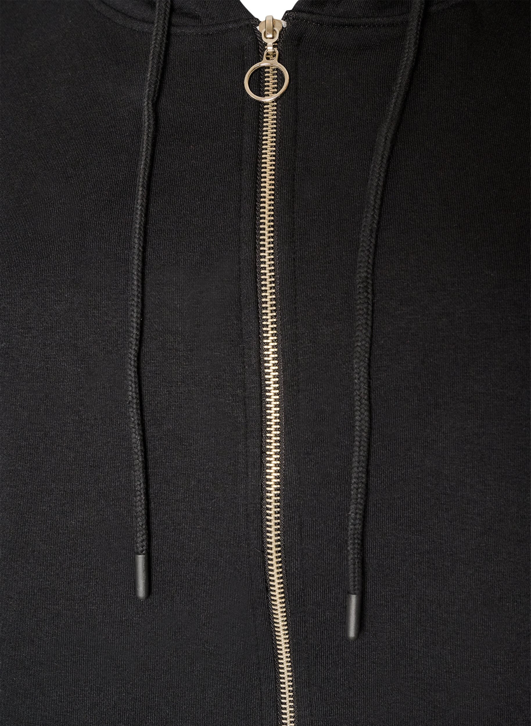 ZizziLang hettegenser-cardigan med glidel&aring;s, Svart, Packshot image number 2