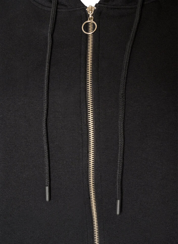 Lang hettegenser-cardigan med glidel&aring;s, Svart, Packshot image number 2