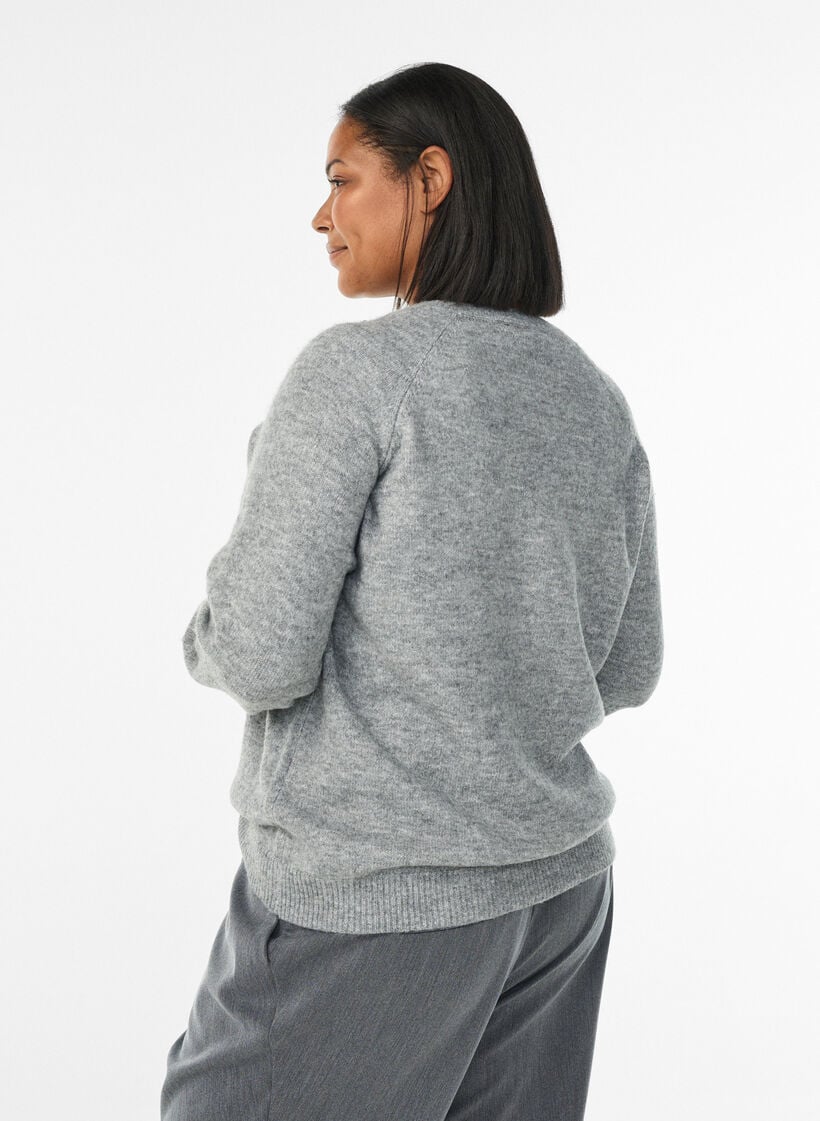 Genser med perlebroderi, Medium Grey Melange, Model