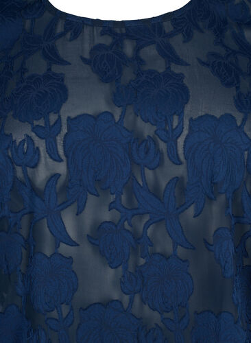 Jacquardbluse med smocking, Navy Blazer, Packshot image number 2