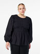Bluse med smokk og lange ermer, Svart, Model image number 0