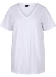 Ensfarget oversized T-skjorte med V-hals, Bright White