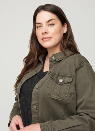 Kort jakke i bomull, Army Green, Model image number 2