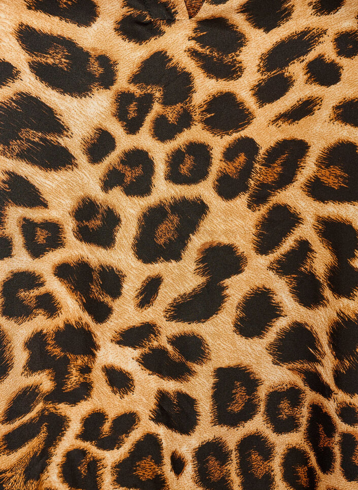 Bluse med leopardtrykk og volangdetaljer, Brun, Packshot image number 2