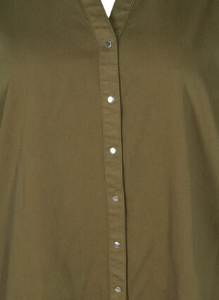 Lang bomullsskjorte med puffermer, Ivy Green, Packshot image number 2