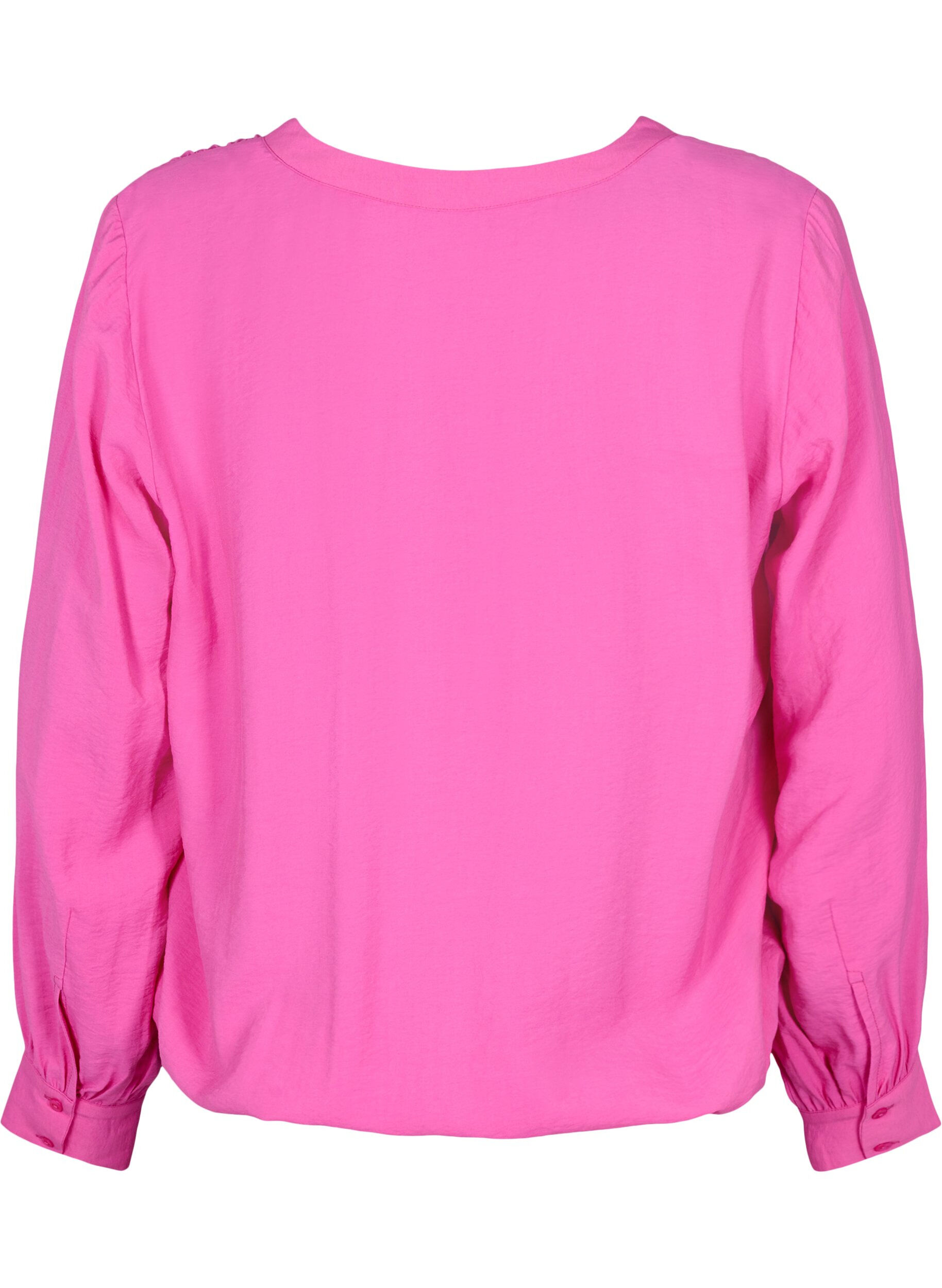 Zizzi Viskosebluse med V-hals, Raspberry Rose, Packshot image number 1
