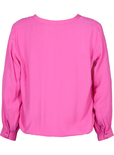 Viskosebluse med V-hals, Raspberry Rose, Packshot image number 1
