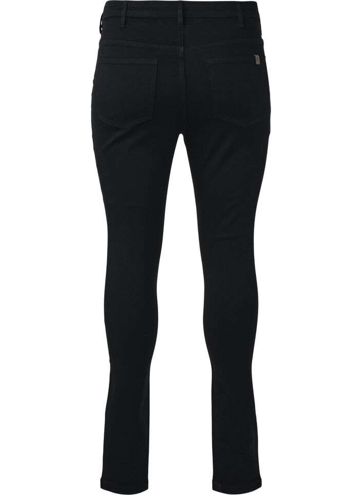 Amy-jeans med høyt liv og knappelukking, Black, Packshot image number 1