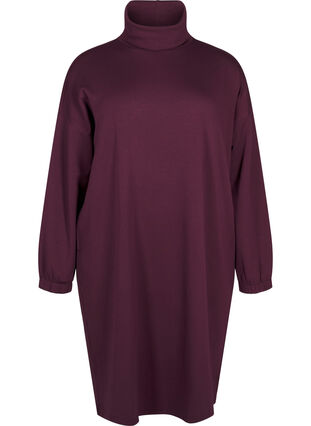 Zizzi Turtleneck kjole i A-linjefasong, Rød, Packshot image number 0