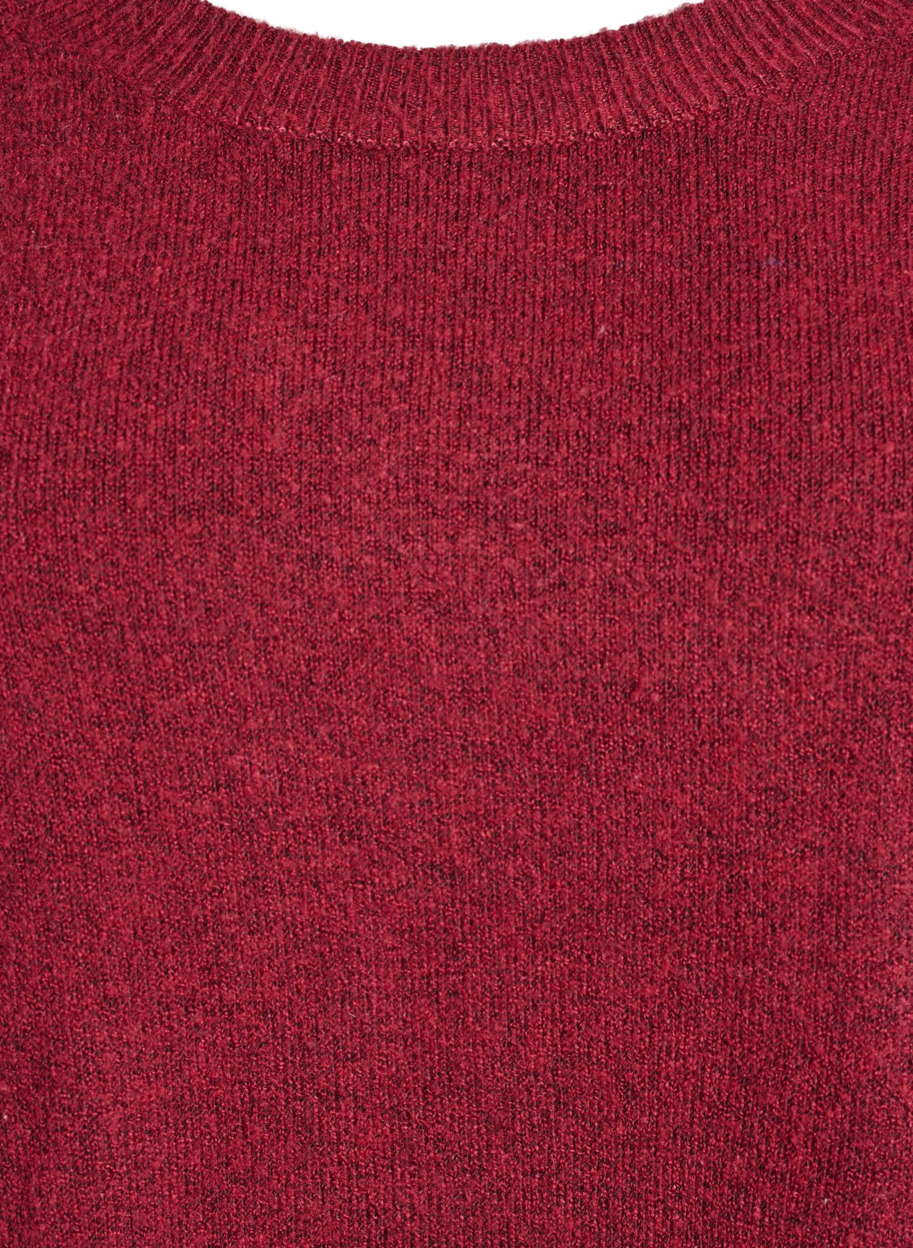 Zizzi Lang strikkebluse med kuleknapper, M&oslash;rk Bordeaux, Packshot image number 2