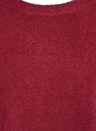 Zizzi Lang strikkebluse med kuleknapper, Mørk Bordeaux, Packshot image number 2