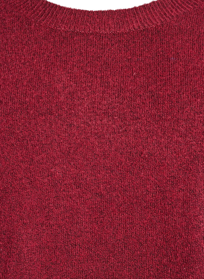 Lang strikkebluse med kuleknapper, Mørk Bordeaux, Packshot image number 2