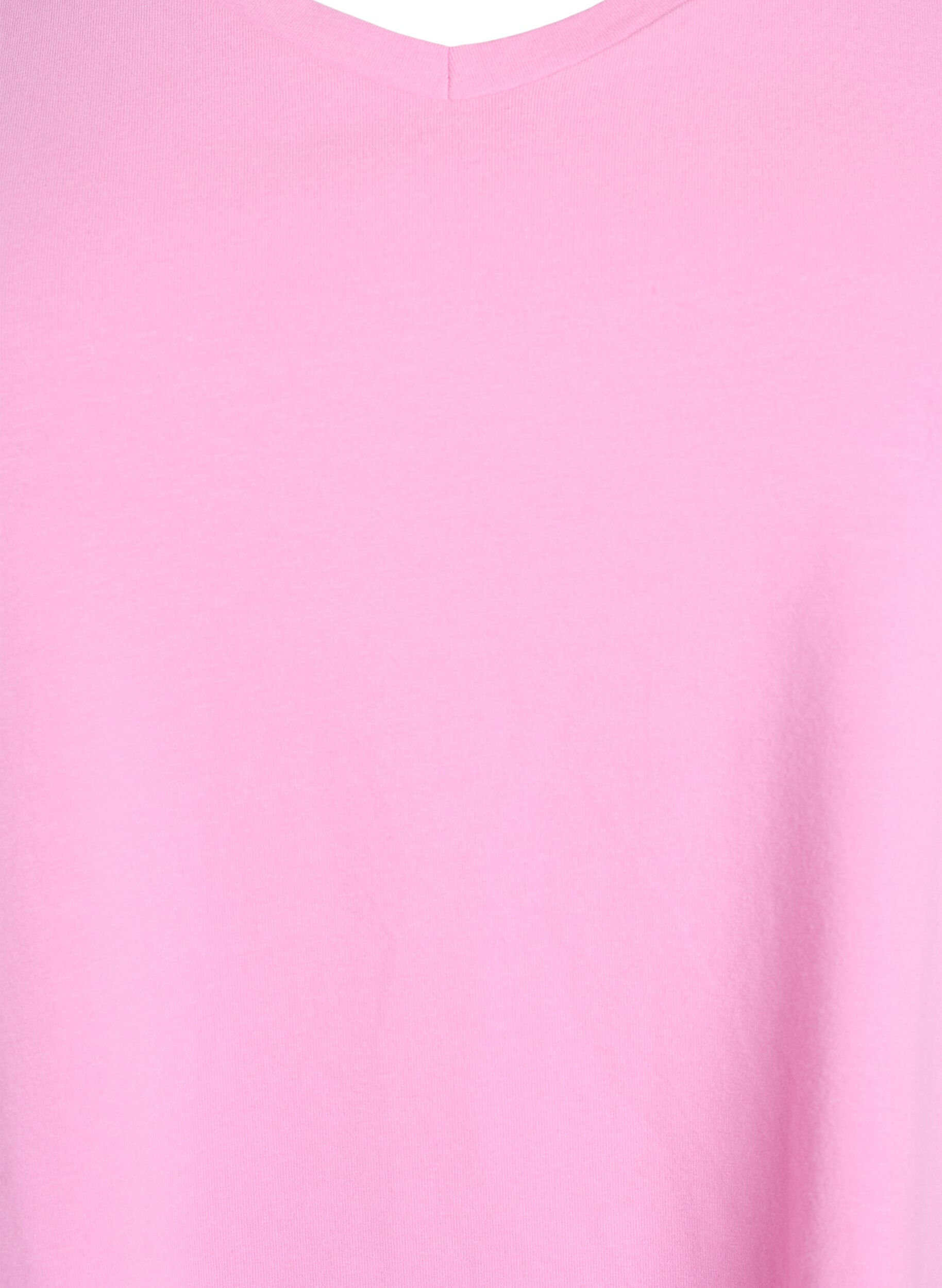 ZizziBasis enkel bomulls t-skjorte, Rosa, Packshot image number 2
