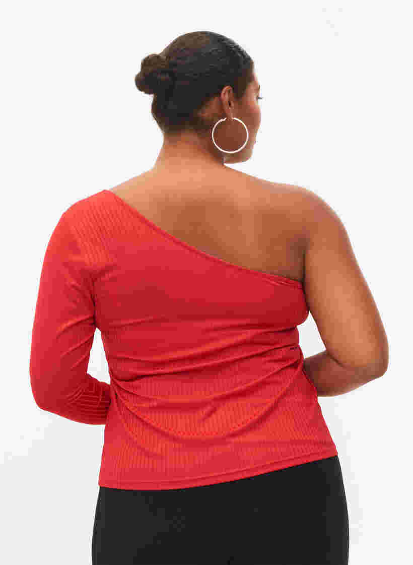 One-shoulder bluse, Tango Red, Model image number 0