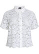 Skjortebluse i blonde med perleknapper, Hvit, Packshot image number 0