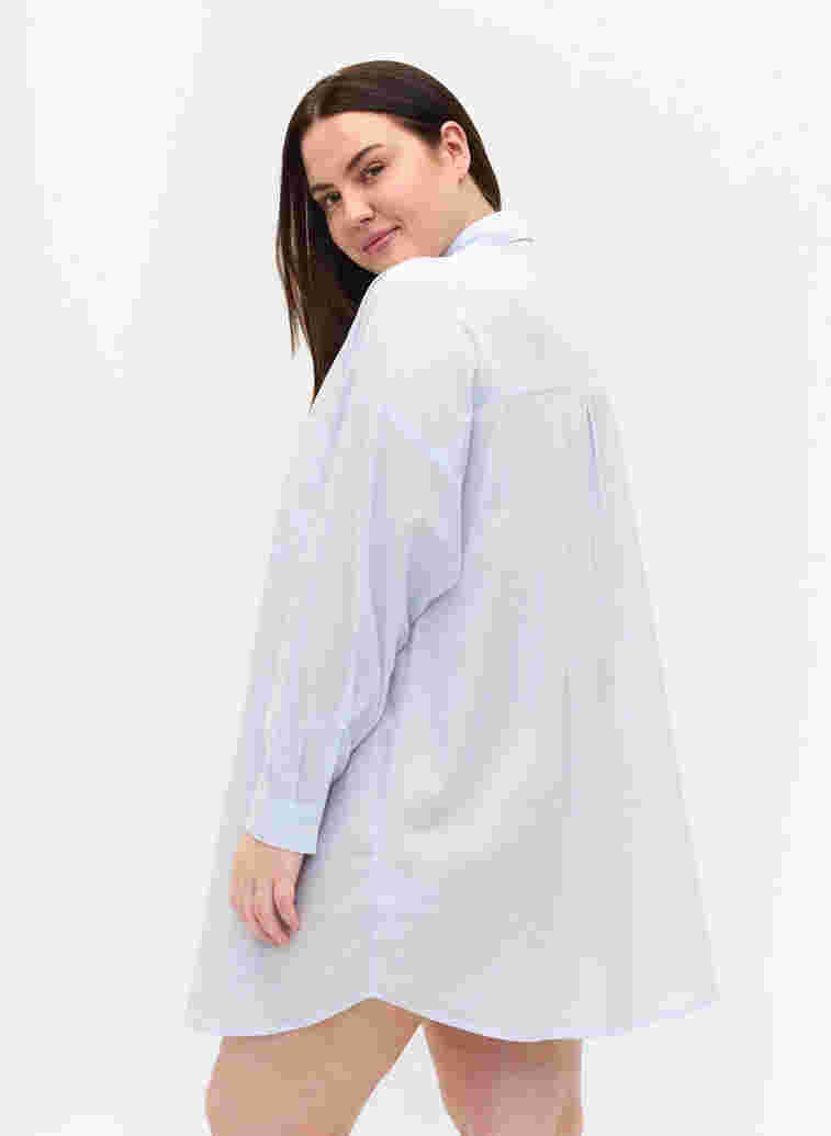 Stripete nattskjorte i bomull, White w. Blue Stripe, Model