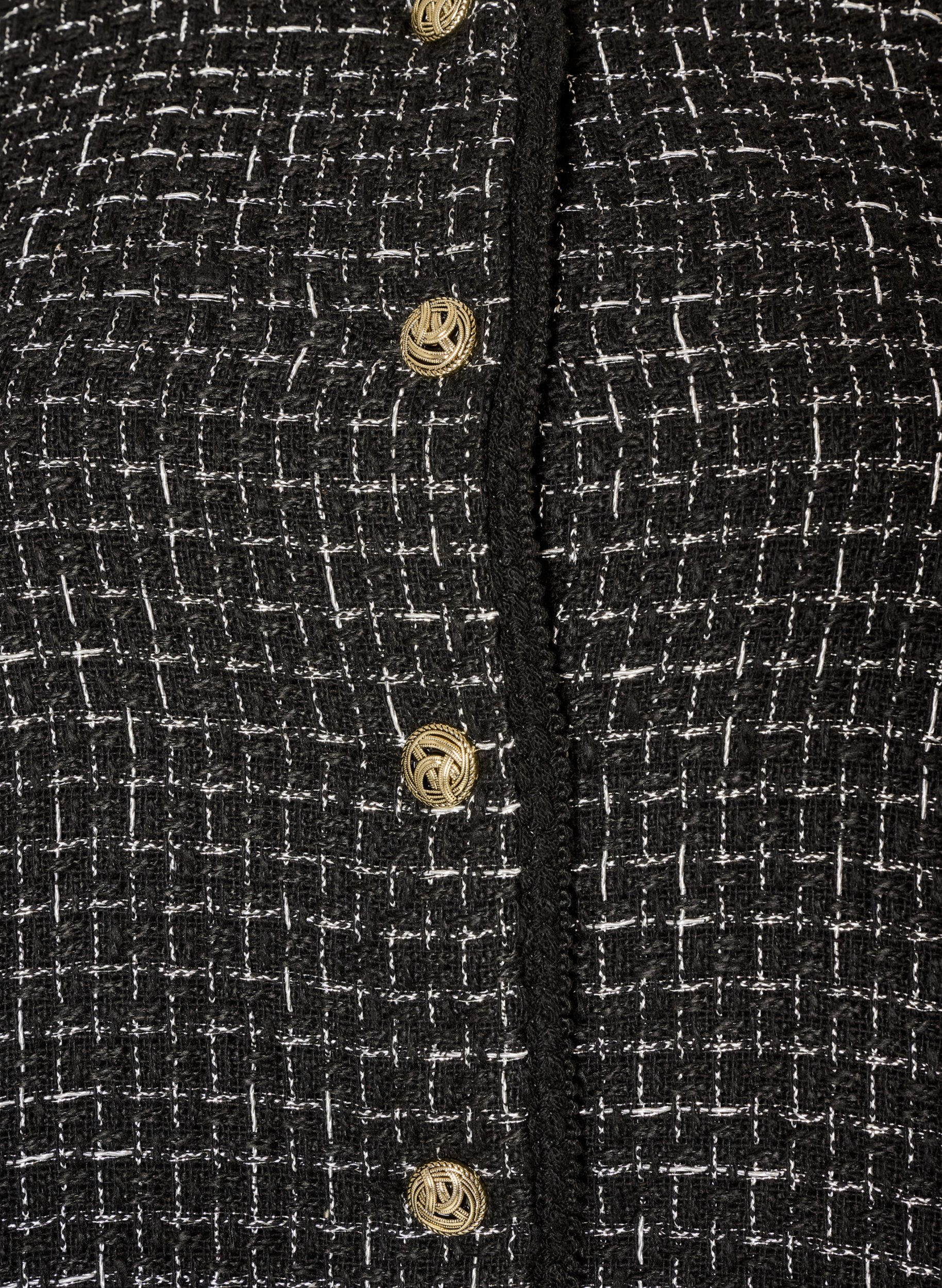 ZizziJakke i boucl&eacute; med gullfargede knapper, Svart, Packshot image number 2