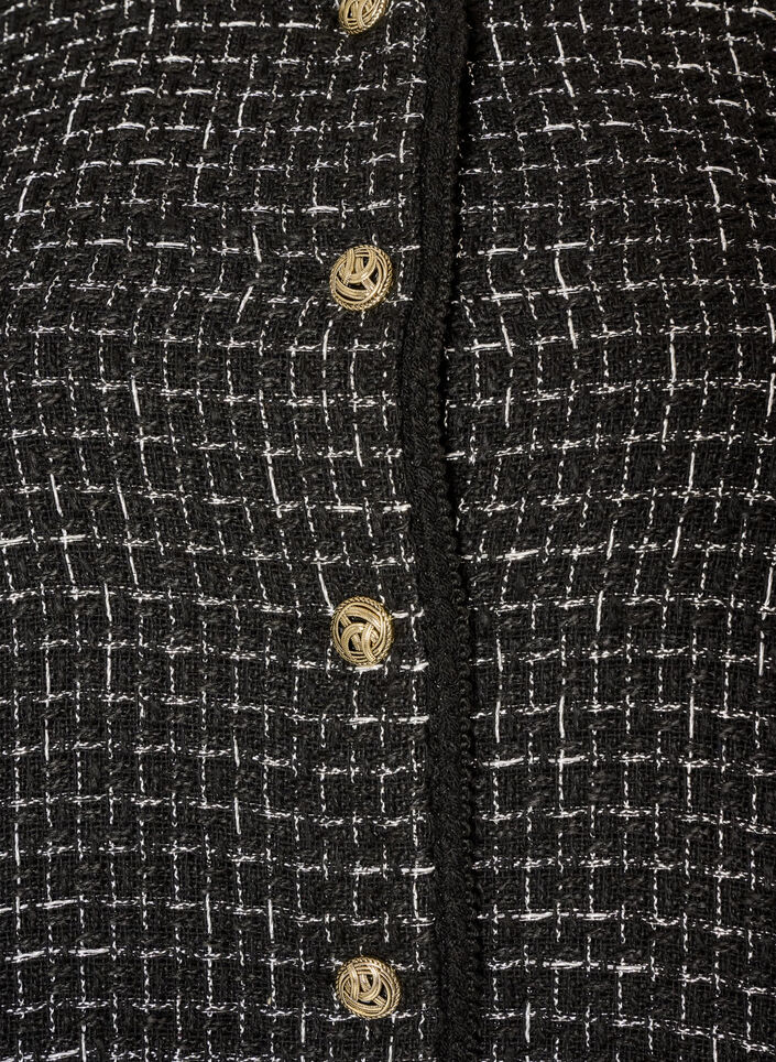 Jakke i boucl&eacute; med gullfargede knapper, Svart, Packshot image number 2