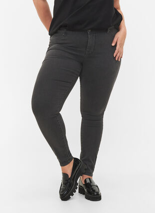 Zizzi Jeggings i bomullsblanding, Grey Denim, Model image number 2