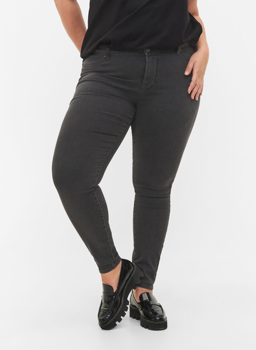 Jeggings i bomullsblanding, Grey Denim, Model image number 2