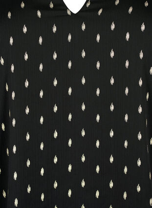 Bluse med trykk og v-hals, Black w. Gold, Packshot image number 2