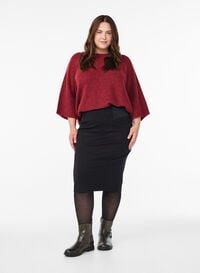 Tettsittende skjørt med strikk i livet, Svart Tettsittende skjørt med strikk i livet, Svart, Model