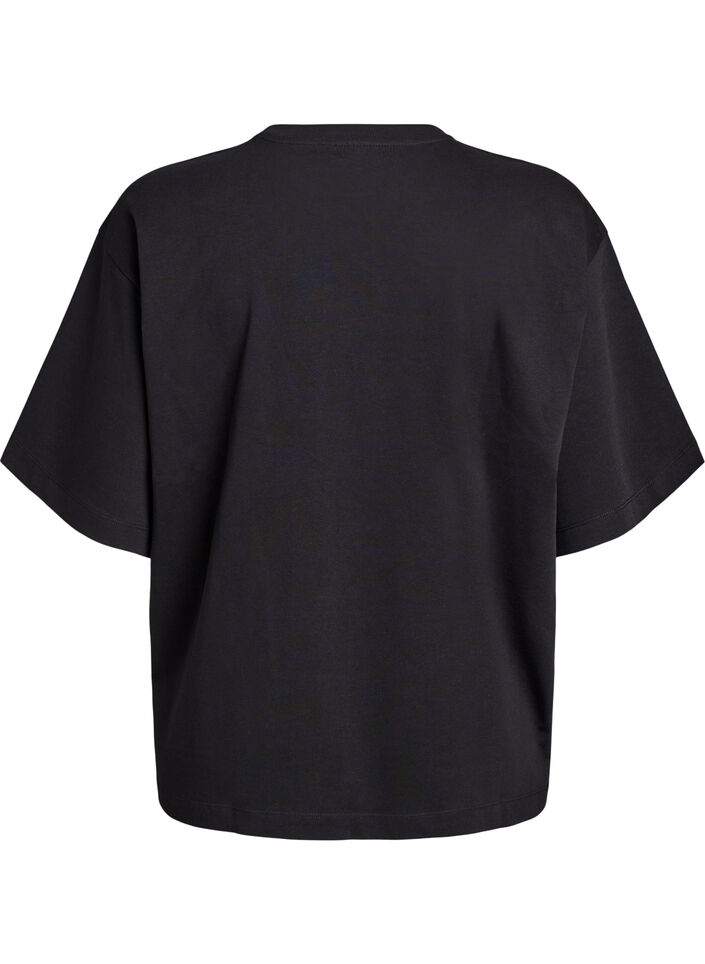 Oversized T-skjorte med halve ermer, Svart, Packshot image number 1