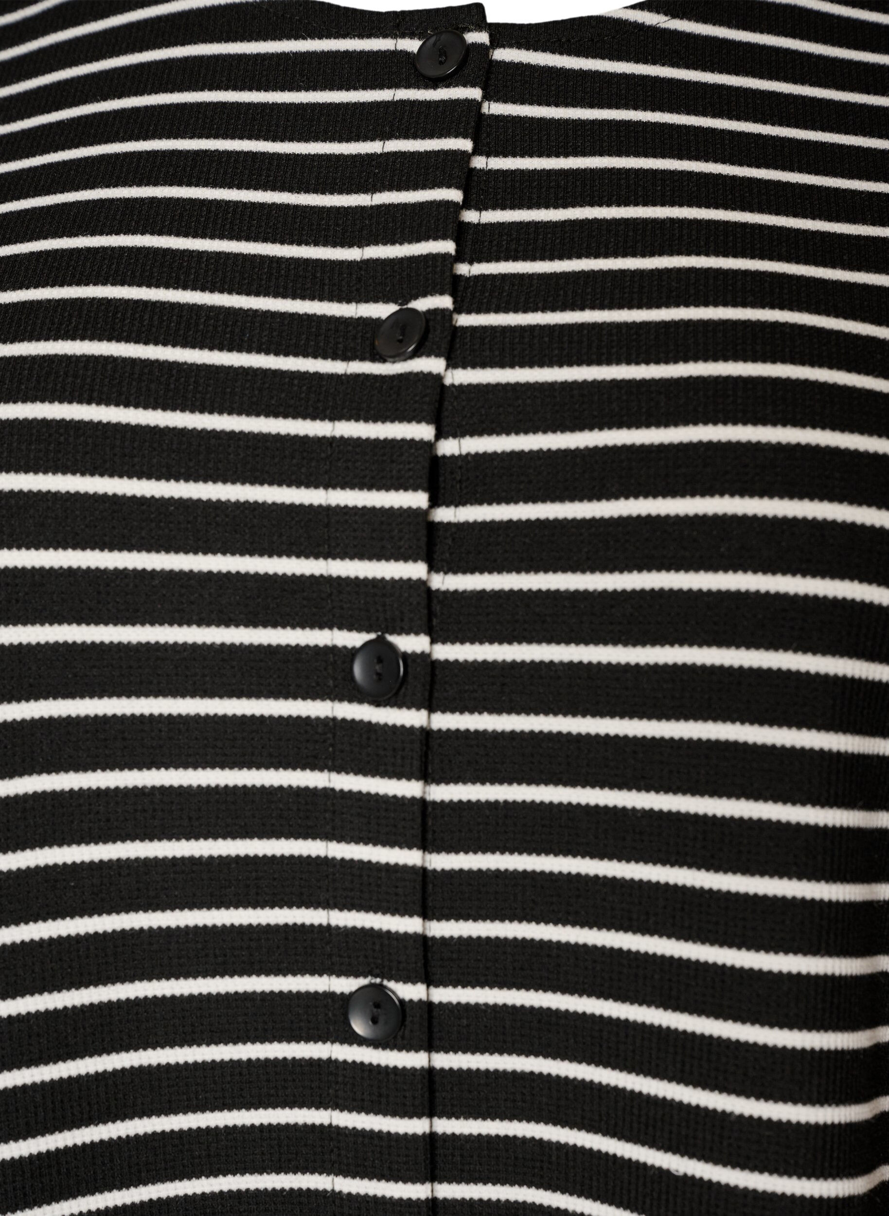 ZizziBluse med ribbet tekstur og knappelukking, Svart, Packshot image number 2