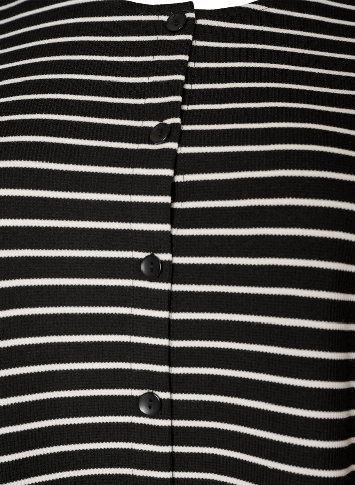 Bluse med ribbet tekstur og knappelukking, Svart, Packshot image number 2