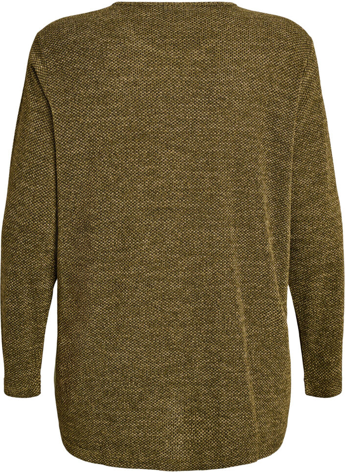 Langermet bluse med tekstur, Gr&oslash;nn, Packshot image number 1