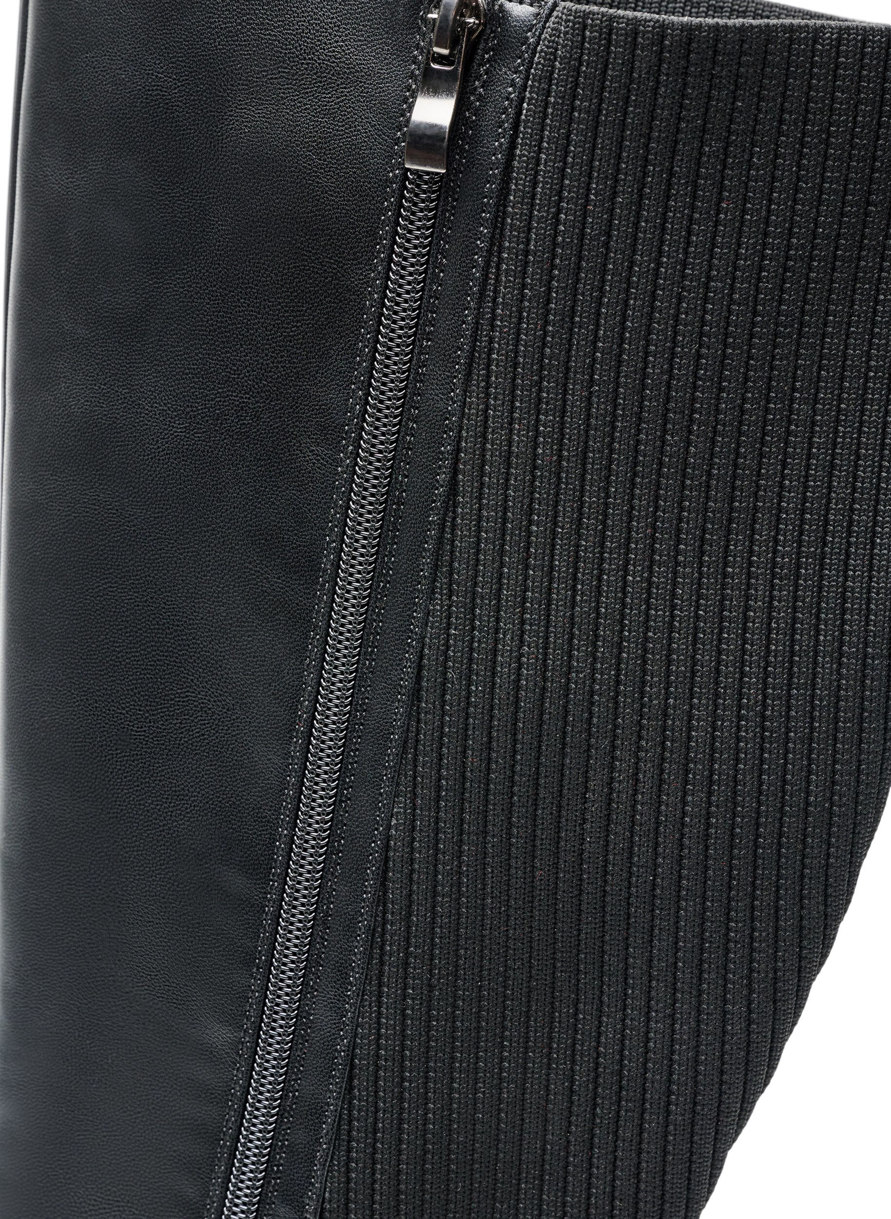 ZizziLang st&oslash;vel med ribbpaneler, Svart, Packshot image number 4