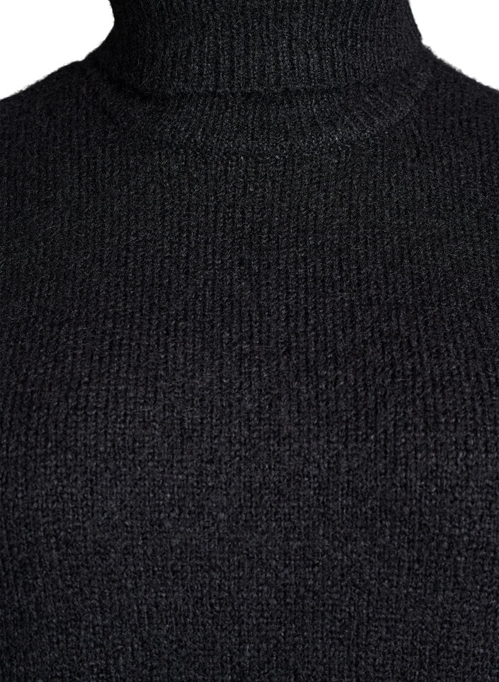 Ermeløs strikket vest med høy hals, Svart, Packshot image number 2