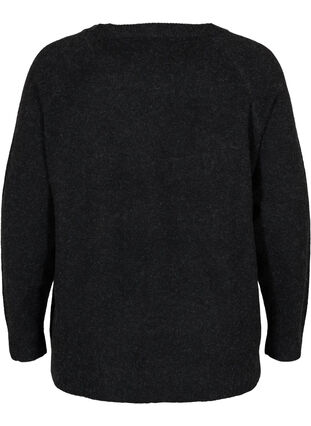 Melert strikkegenser med paljetter, Dark Grey Melange, Packshot image number 1