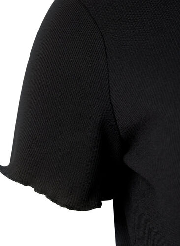 T-skjorte i ribbet materiale til gravide, Black, Packshot image number 3