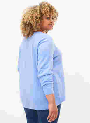 Kort melert strikket cardigan med perleknapper, Grapemist Mel., Model