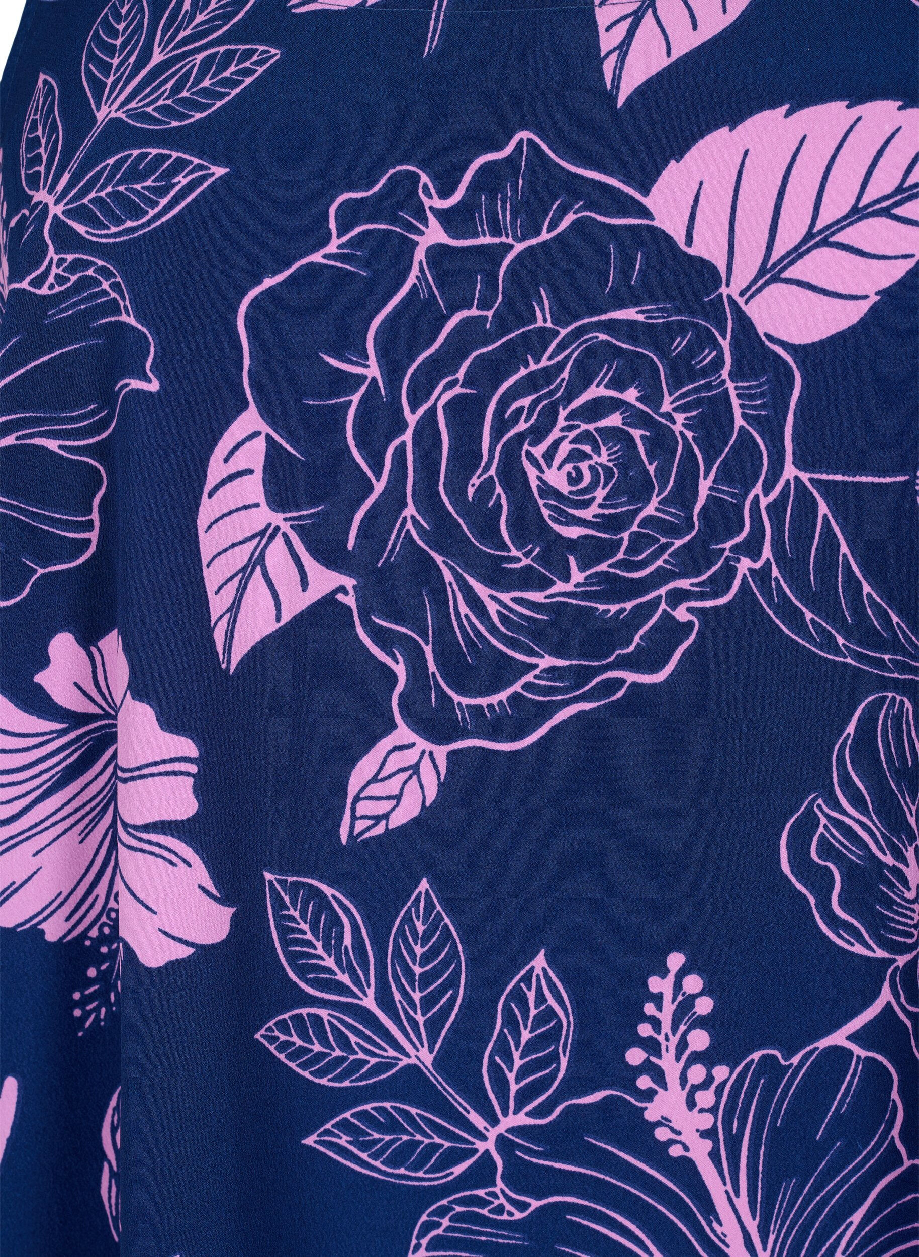 Zizzi FLASH - Topp med m&oslash;nster, Medieval Blue Flower, Packshot image number 2
