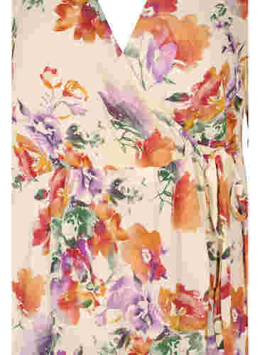 Omslagskjole med blomstermønster og korte ermer, Buttercream Vintage, Packshot image number 2