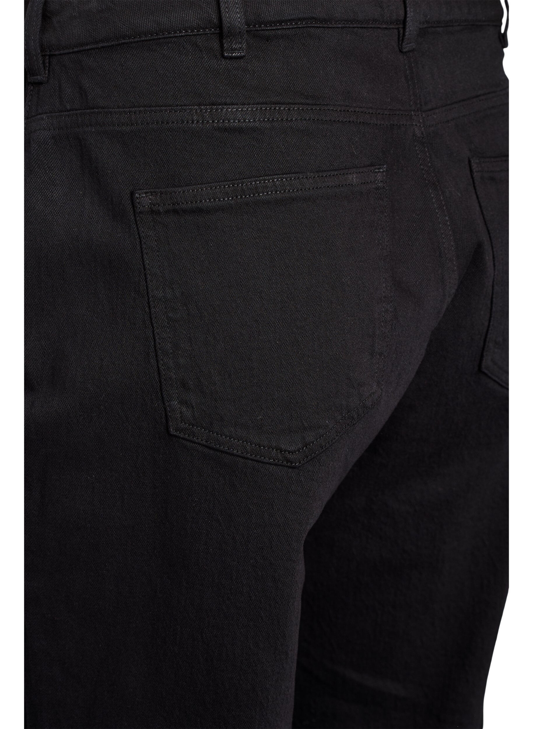 ZizziL&oslash;se jeans med avkortet lengde, Svart, Packshot image number 3