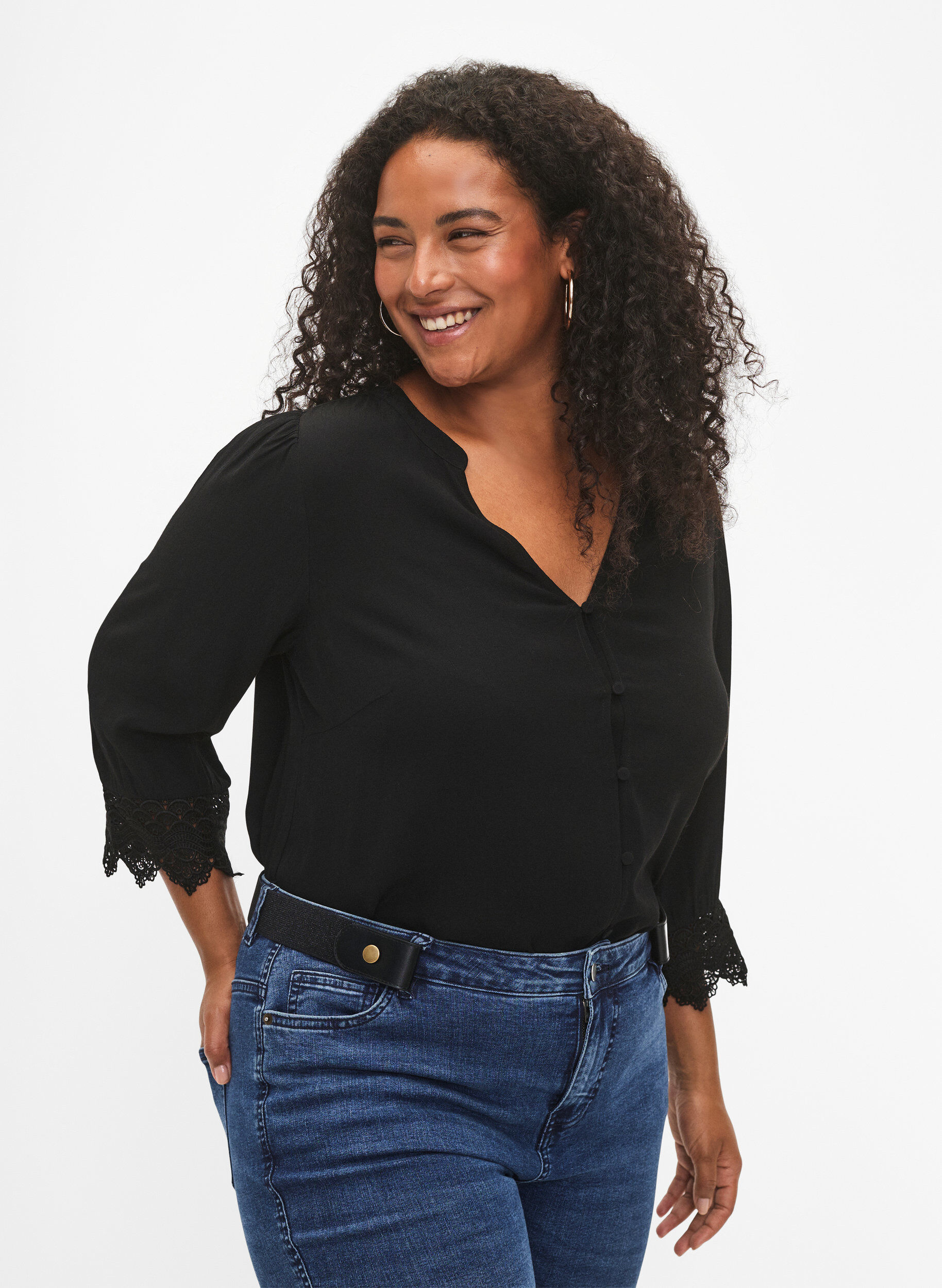 Zizzi Elastisk belte med lurex, Black, Model image number 0