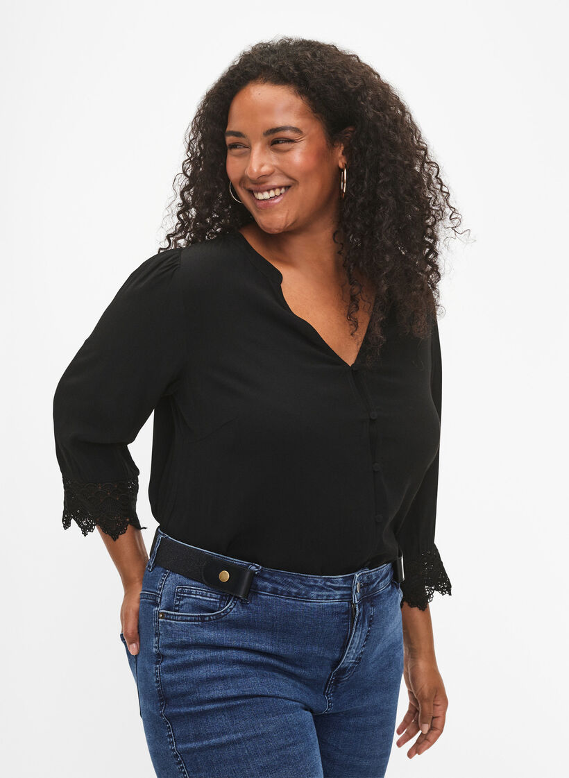 Elastisk belte med lurex, Black, Model image number 0