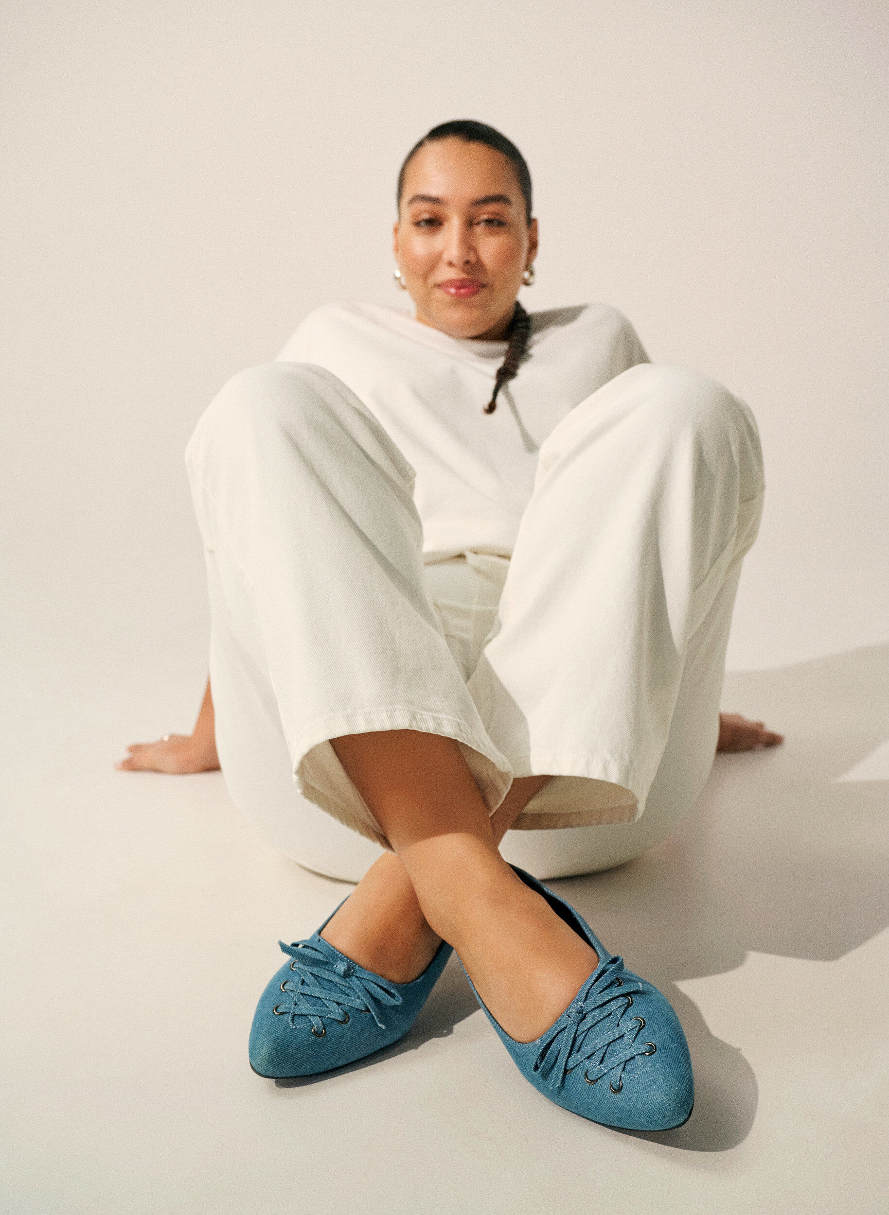 Zizzi Ballerina med sn&oslash;ringsdetalj, Bl&aring;, Image image number 0