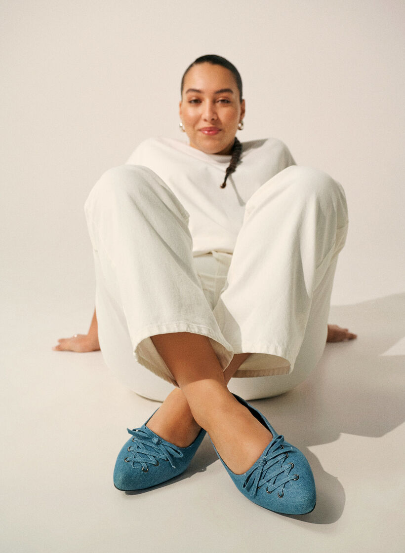 Ballerina med sn&oslash;ringsdetalj, Bl&aring;, Image image number 0