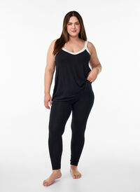 Ankellange leggings i viskose, Svart Ankellange leggings i viskose, Svart, Model