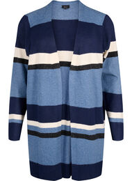Lang strikkecardigan med brede striper, Bering Sea Mel. Comb