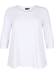 Basis T-skjorte i bomull med 3/4 ermer, Bright White