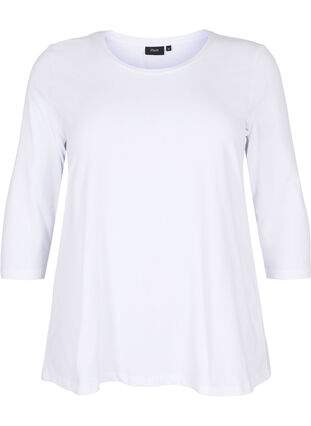 Basis T-skjorte i bomull med 3/4 ermer, Bright White, Packshot image number 0