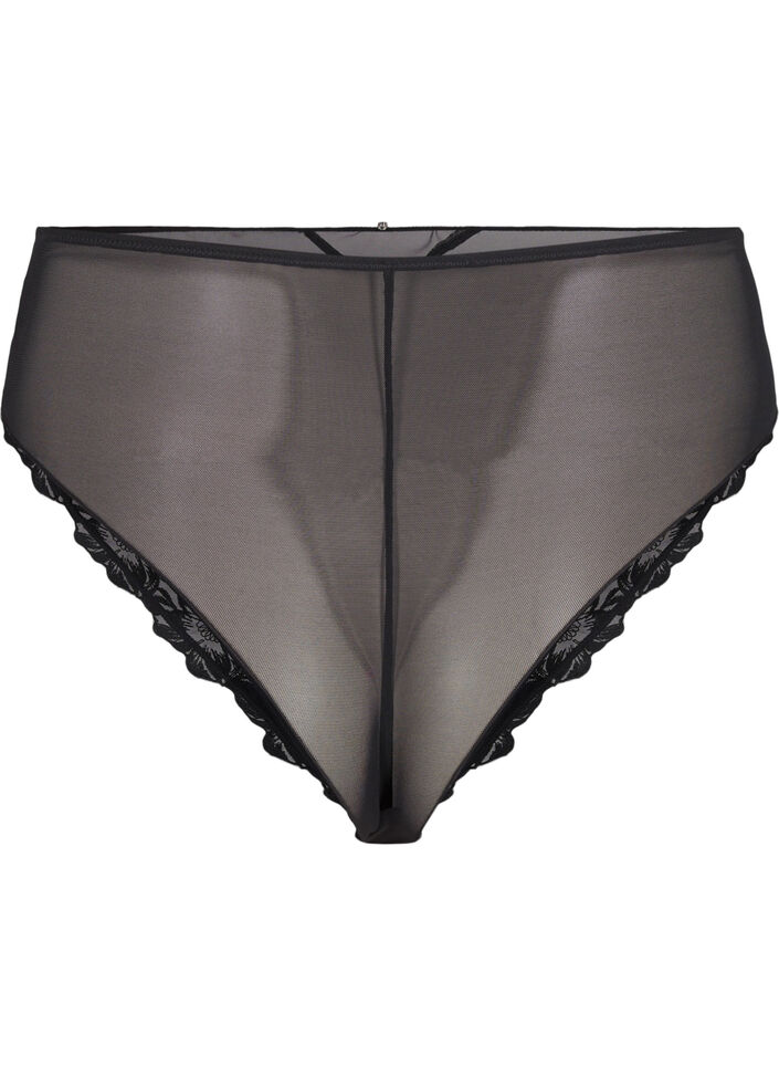 Mesh Brazilian-truser med broderi, Black, Packshot