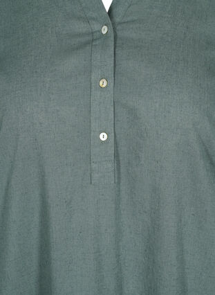 Zizzi Lang skjortekjole med korte ermer, Balsam Green, Packshot image number 2