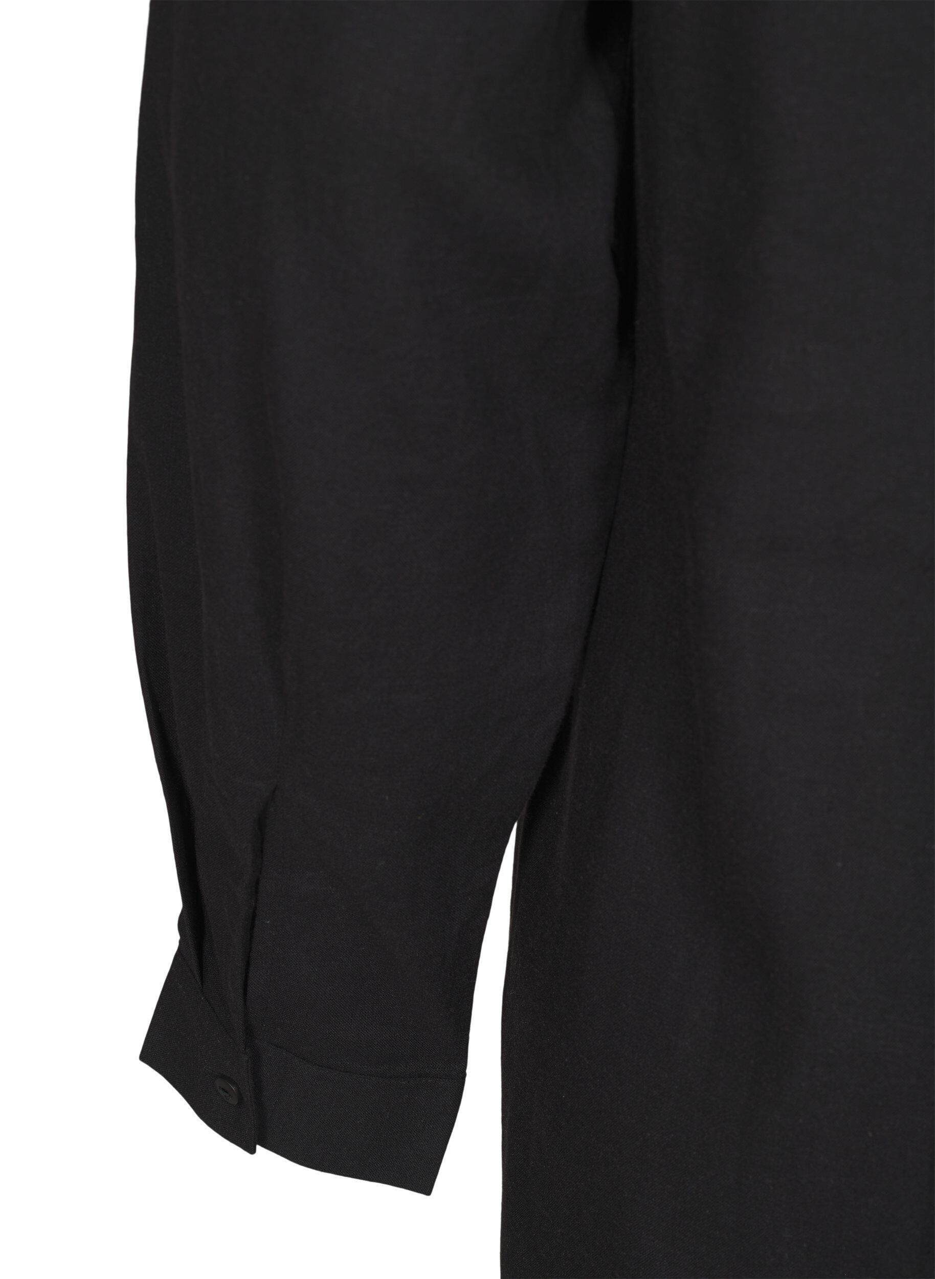 Zizzi Lang skjorte i lin og viskose, Svart, Packshot image number 3